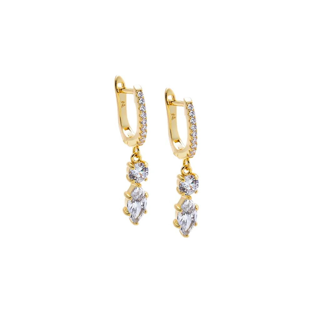 CZ Dangling Cluster Dangle Huggie Earring