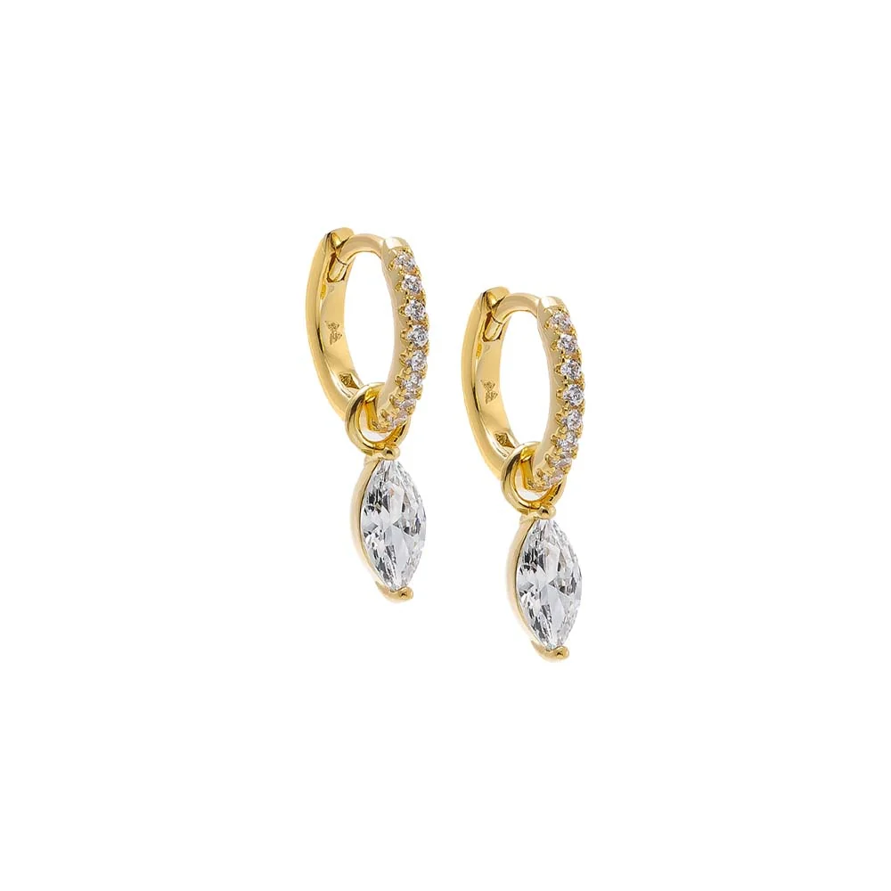 Pave Dangling CZ Marquise Huggie Earring