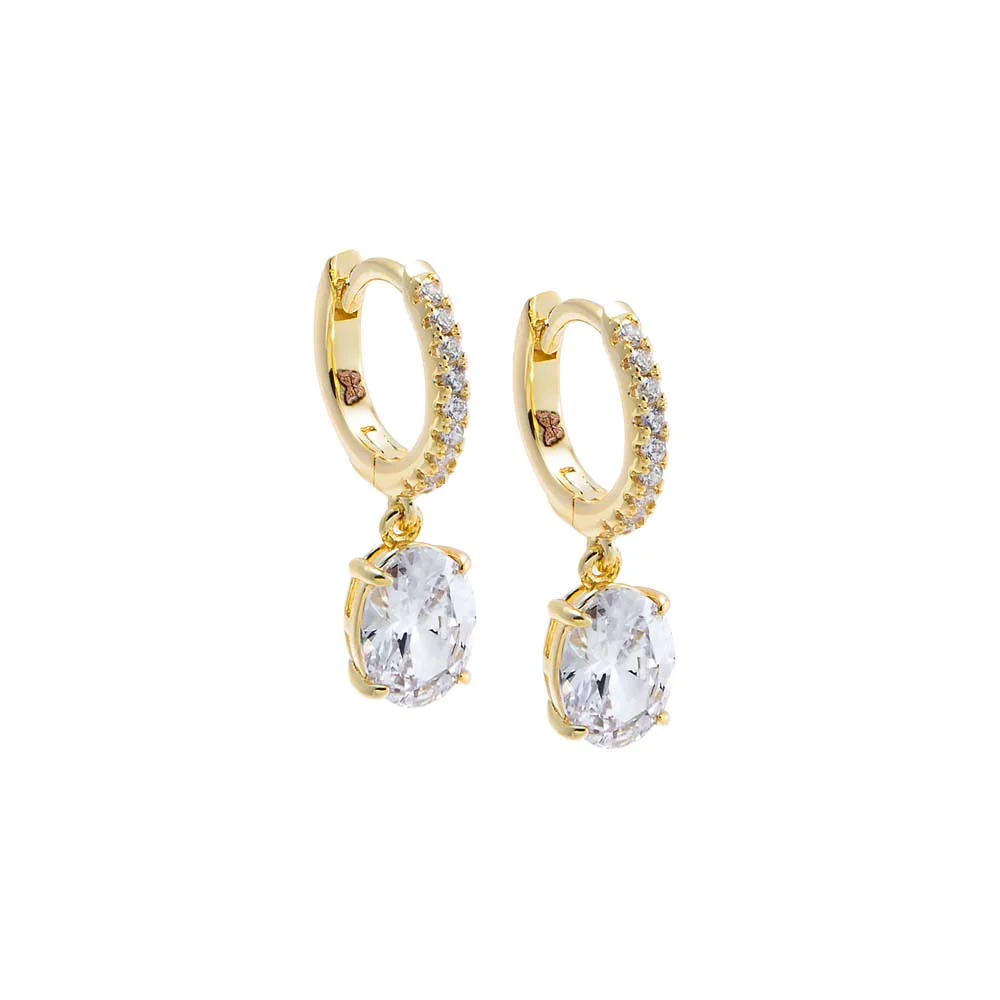 Pave Dangling CZ Round Huggie Earring
