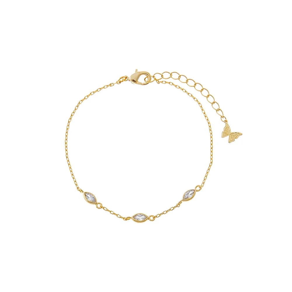 CZ Triple Bezel Marquise Bracelet