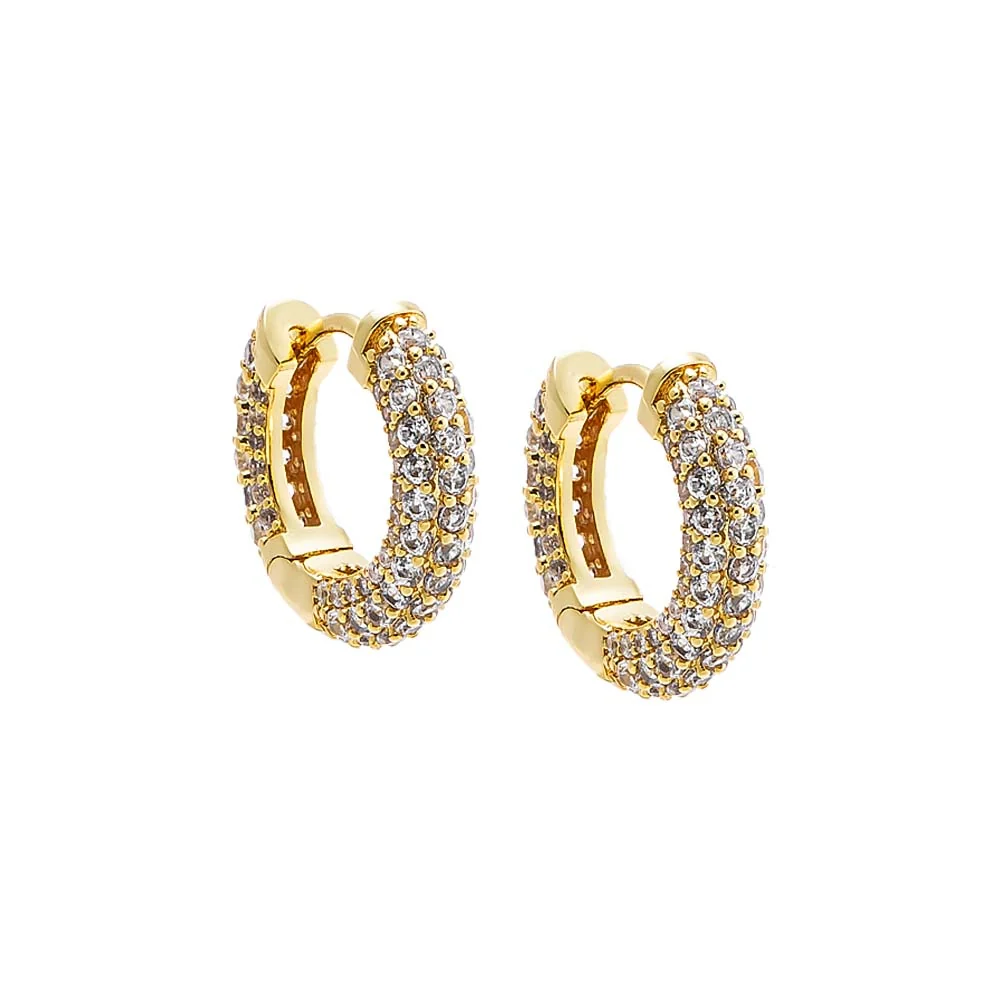 CZ Pave Mini Rounded Huggie Earring