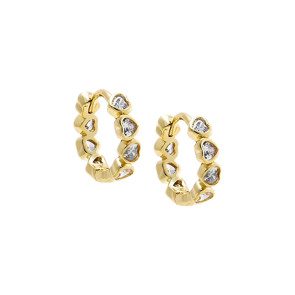 CZ Heart Bezel Set Huggie Earring