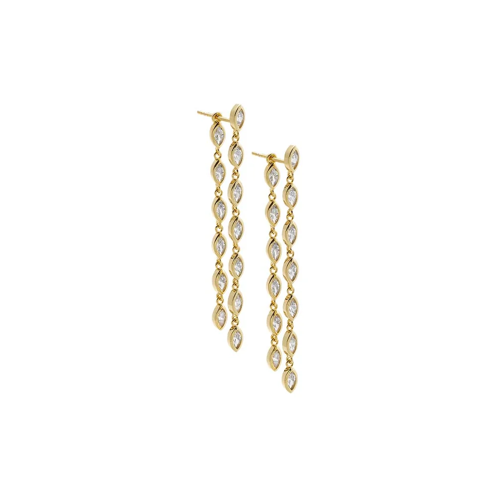 CZ Marquise Double Chain Drop Earring