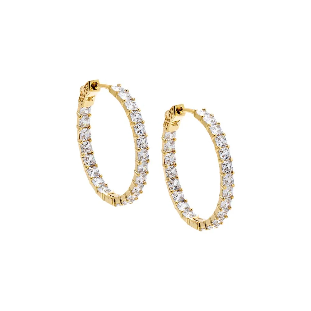 CZ Cushion Cut In & Out Hoop Earring
