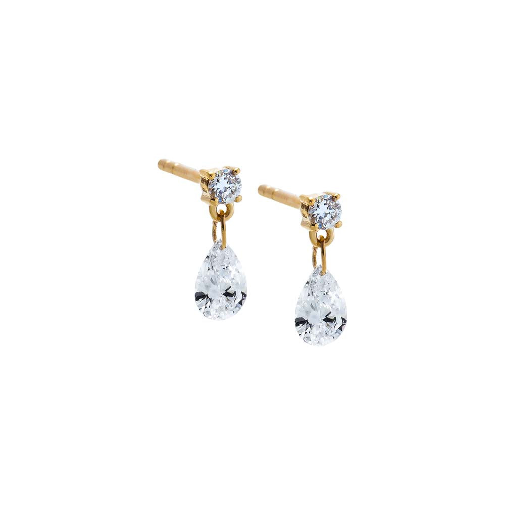 Lab Grown Diamond Drop Pear Stud Earring 14K