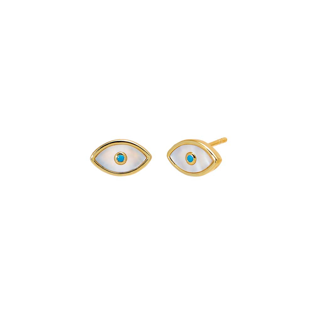 Turquoise MOP Evil Eye Stud Earring