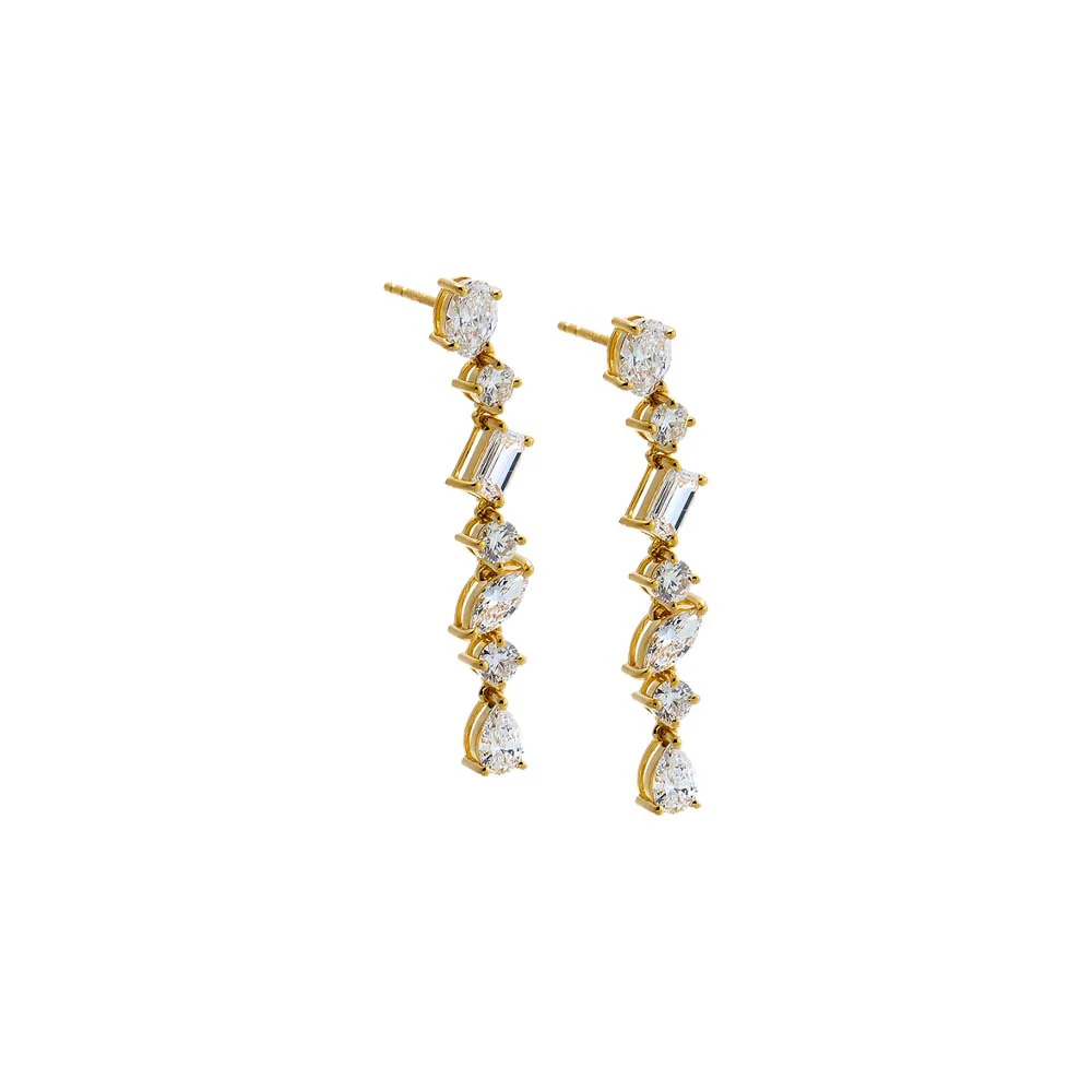 Lab Grown Diamond Multi Shape Drop Stud Earring