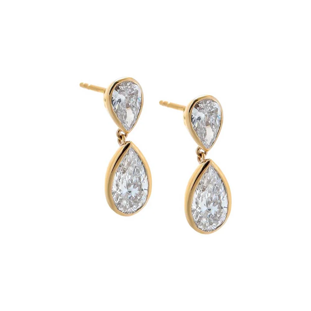 Lab Grown Diamond Double Pear Dangle Stud Earring 14K