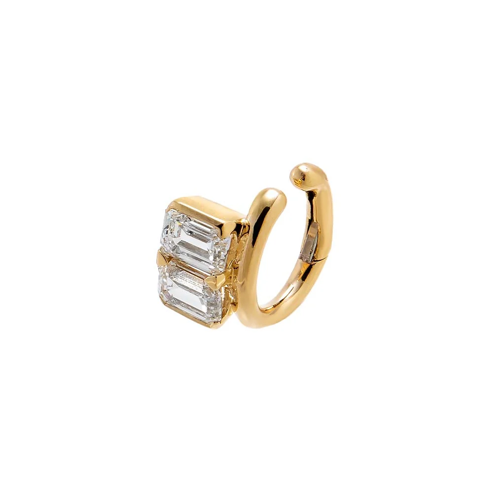 Lab Grown Diamond Double Emerald Ear Cuff 14K
