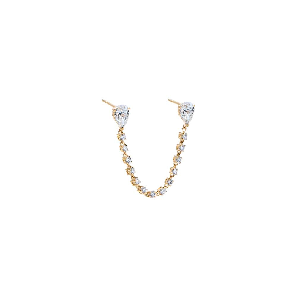 Lab Grown Diamond Double Pear Tennis Stud Earring 14K