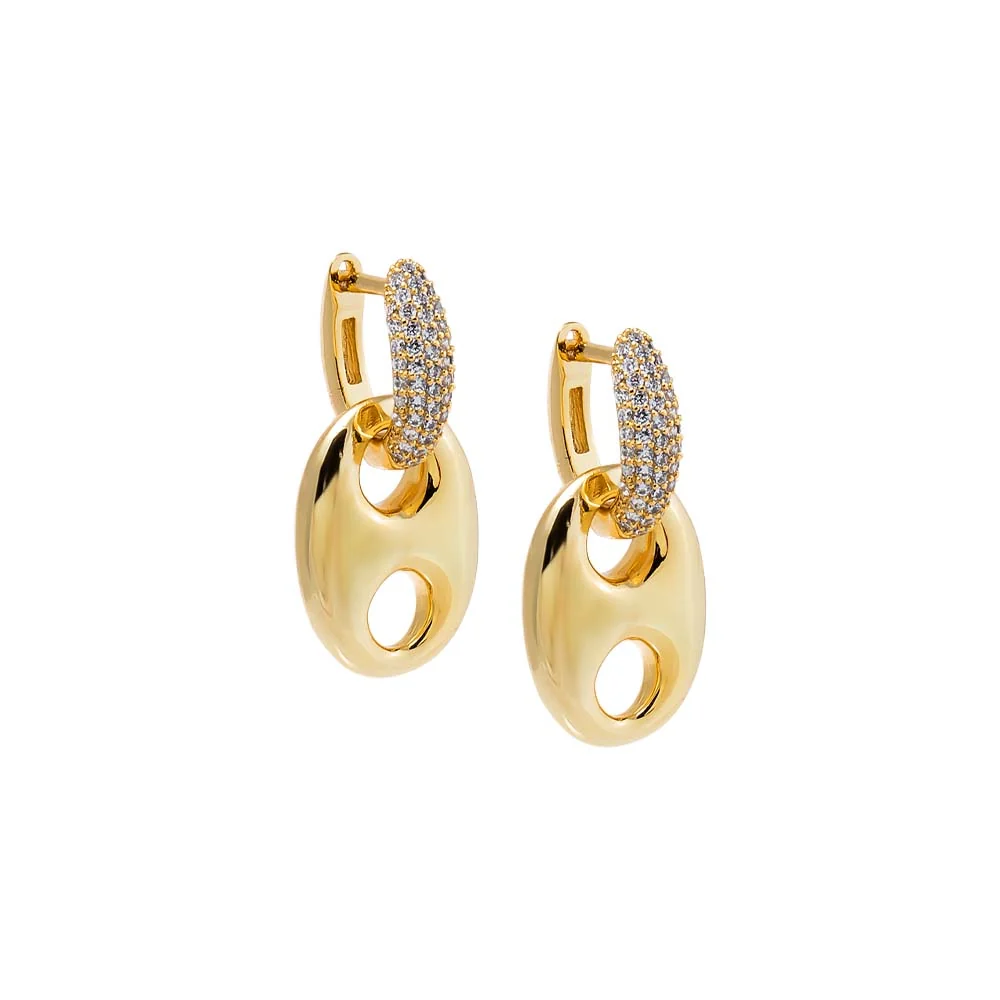 Chunky Pave Mariner Drop Huggie Earring