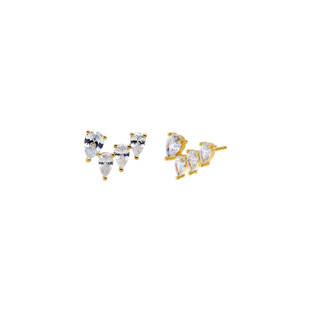 CZ Four Pear Stud Earring