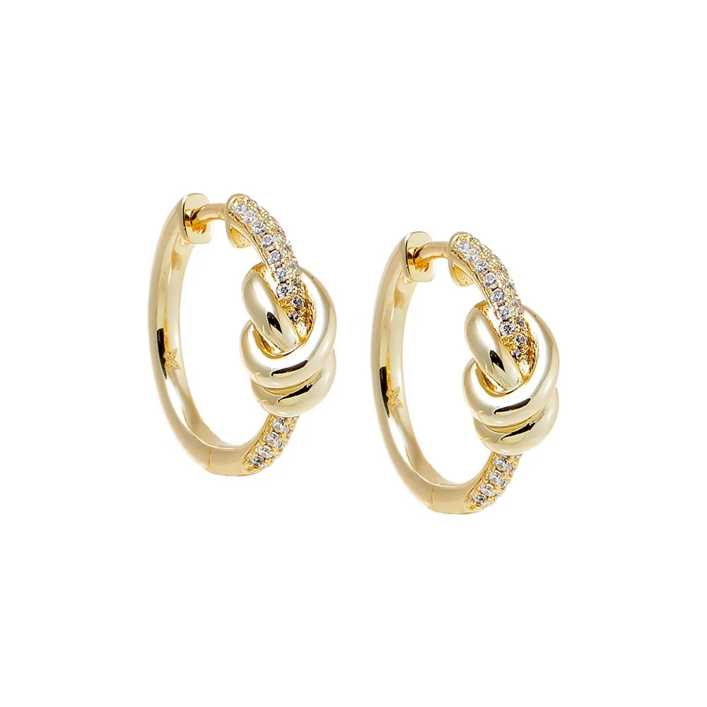 Pave Love Knot Huggie Earring