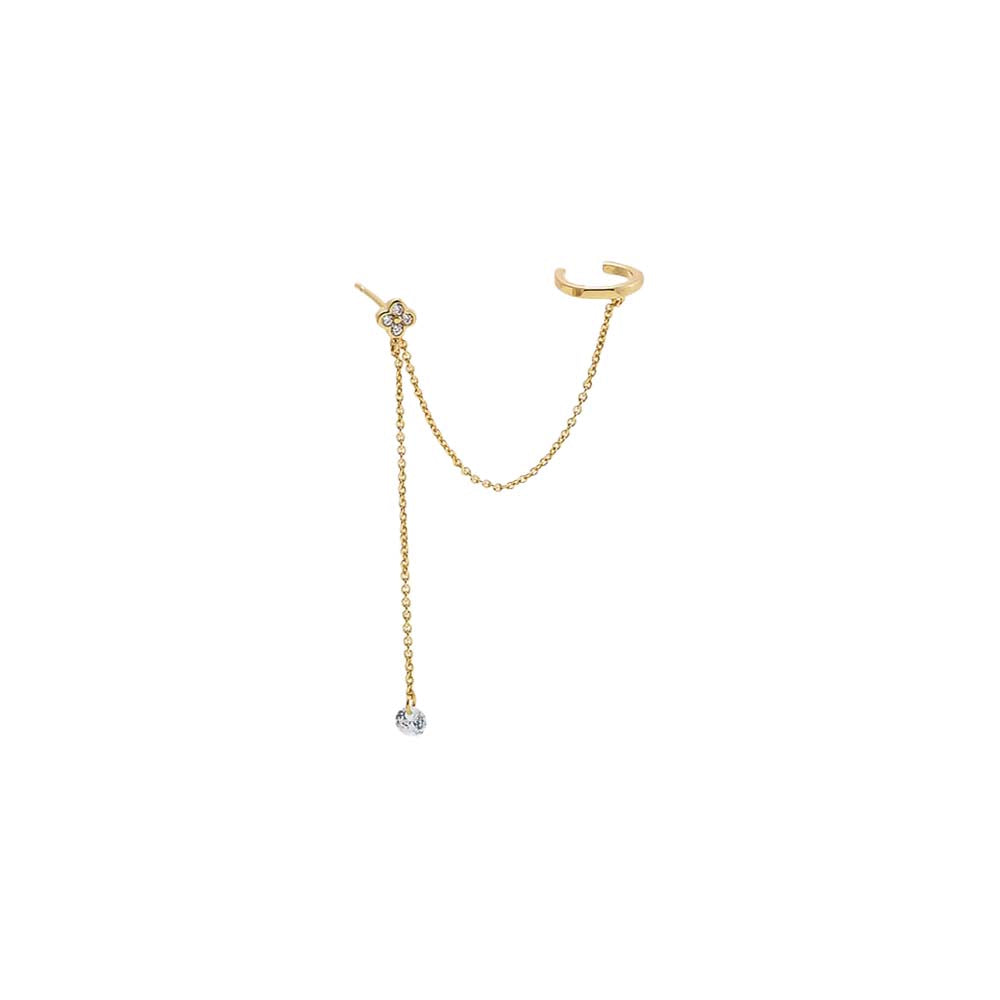 Floating Chain Stud X Ear Cuff
