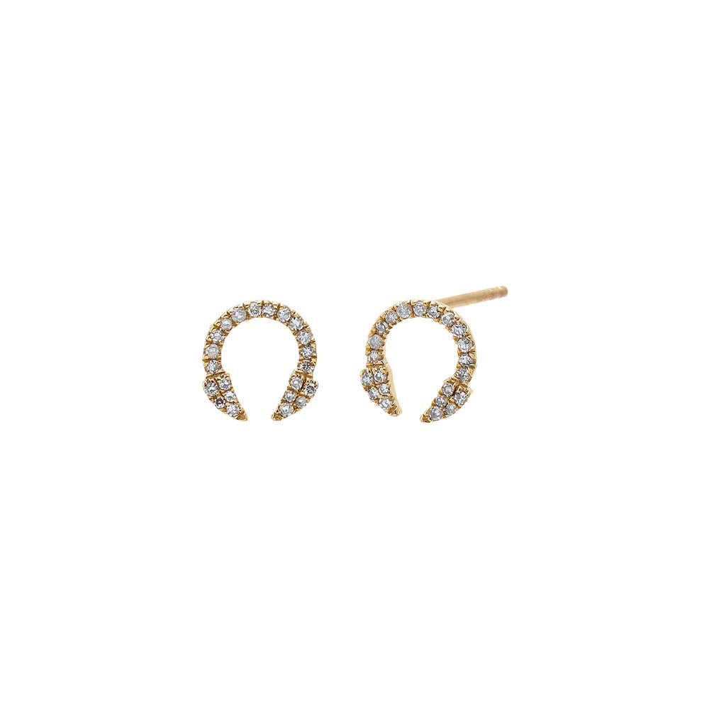Diamond Pave Horn Stud Earring 14K