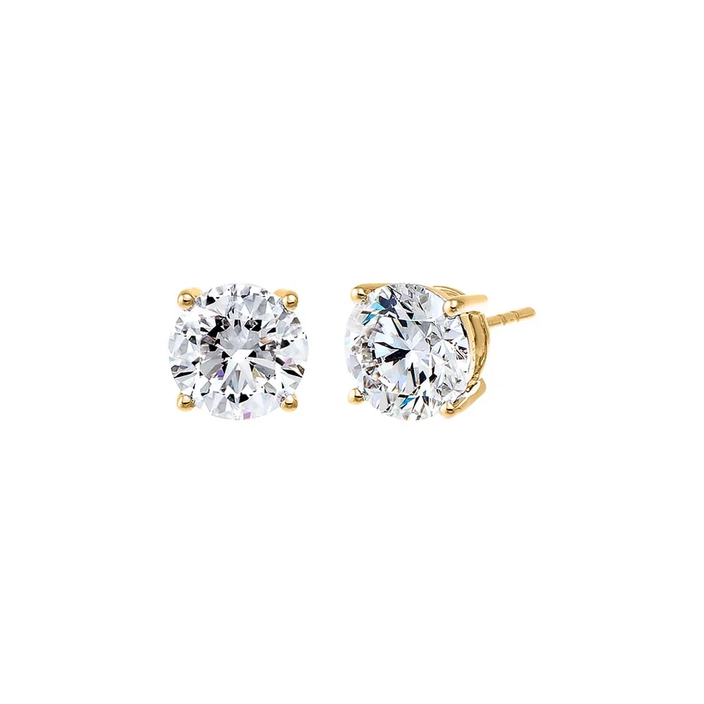 4 Carat Lab Grown Diamond Solitaire Four Prong Stud Earring 14K