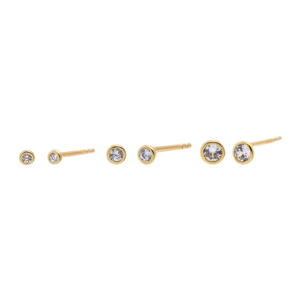 Solitaire Bezel Stud Earring Combo Set