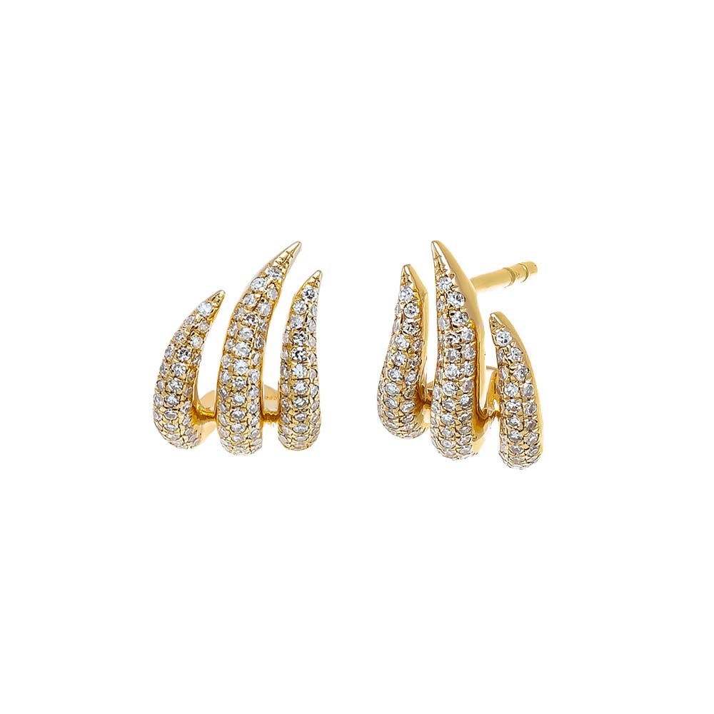 Diamond Pave Fancy Claw Stud Earring 14K