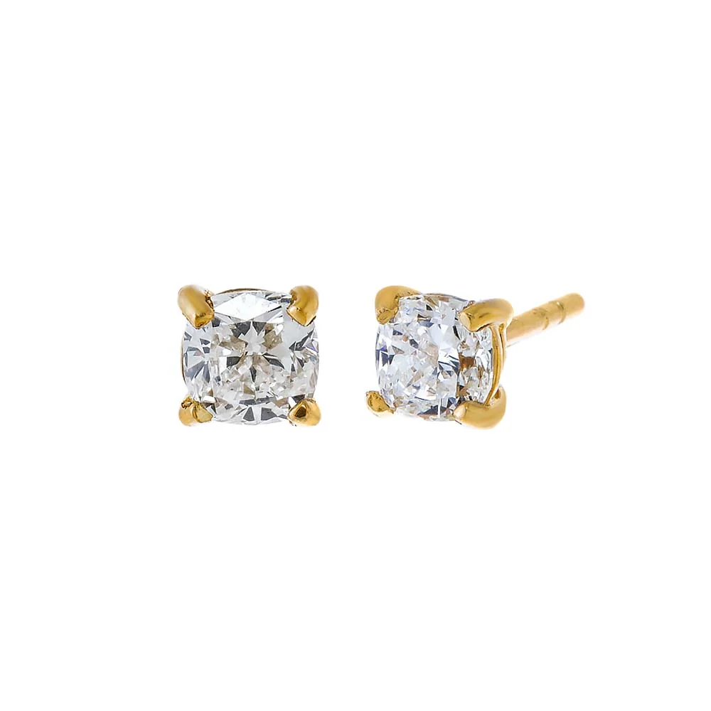 Lab Grown Diamond Cushion Cut Solitaire Four Prongs Stud Earring 14K