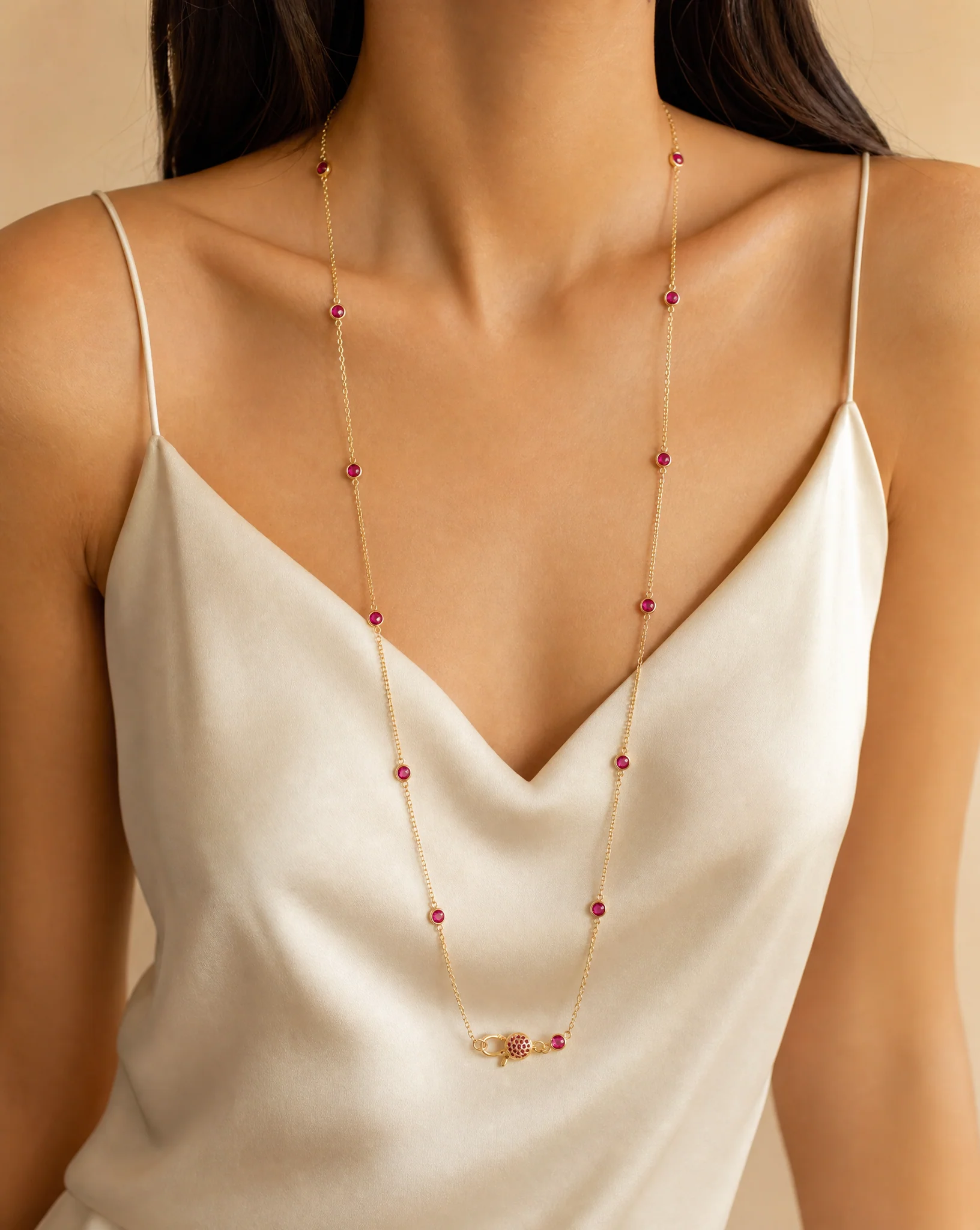 Colored Station Lobster Clasp Link Chain Necklace 24 - Image 2