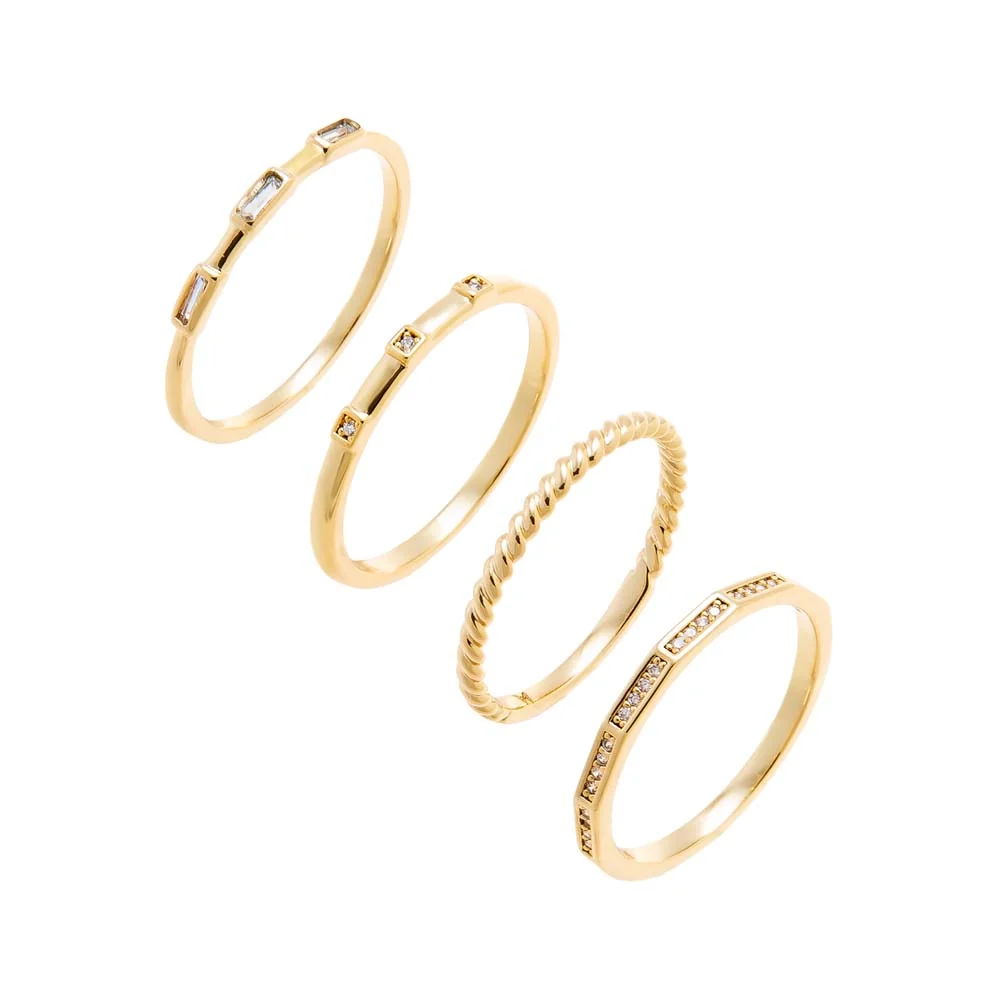 Pave Multi Twisted Rope Stack Ring