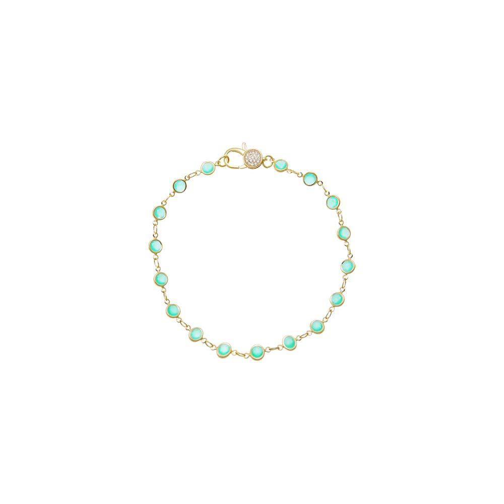 Aqua Green Station Pave Lobster Clasp Link Chain Anklet