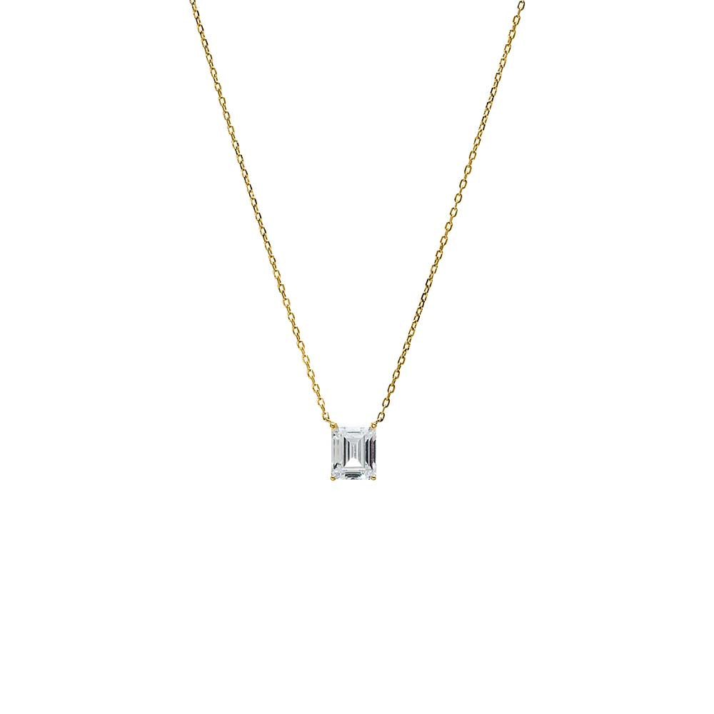 Moissanite Emerald Cut Pendant Necklace