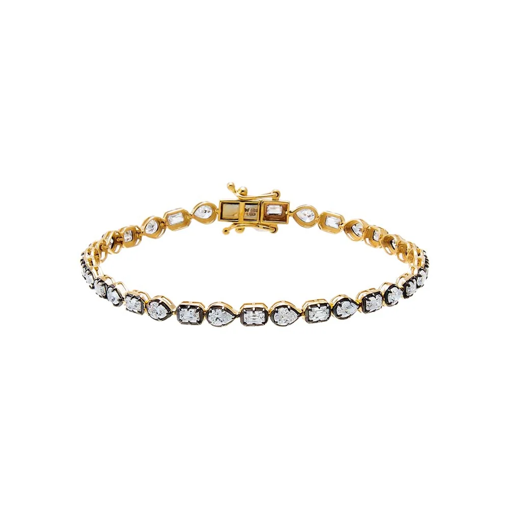 Lab Grown Diamond Pear/Emerald Cut Encased Tennis Bracelet 14K