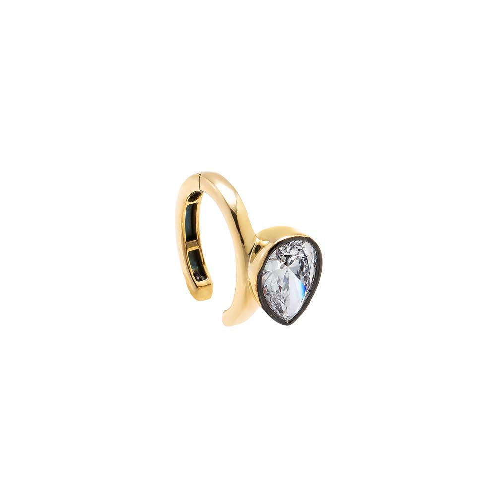 Lab Grown Diamond Pear Encased Bezel Ear Cuff 14K