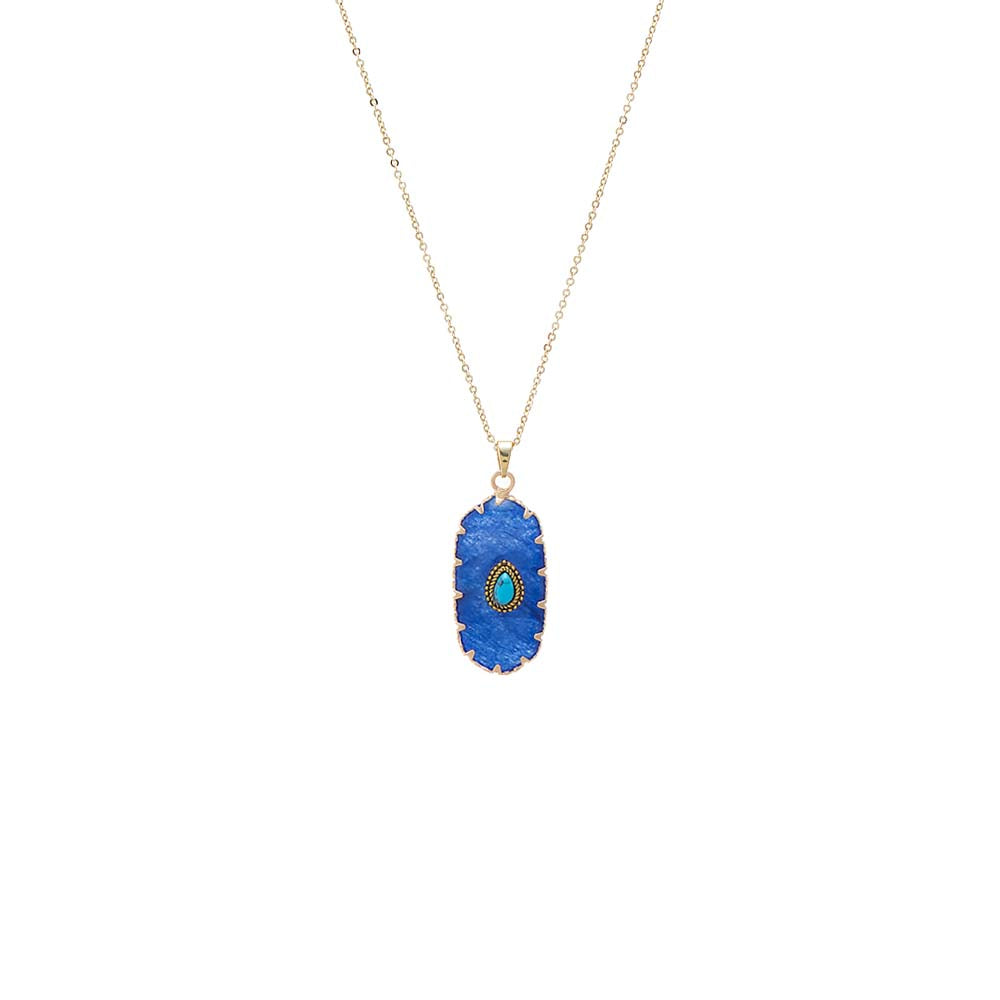 Turquoise Pear Natural Stone Pendant Necklace