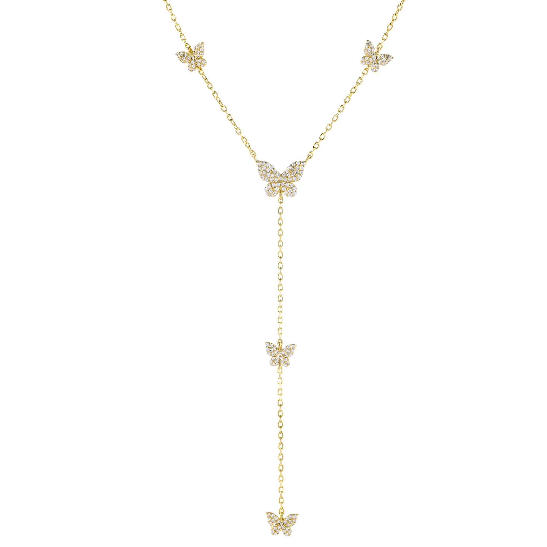 Pavé Butterfly Lariat Necklace