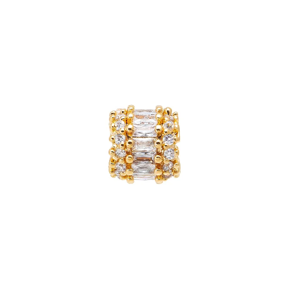 CZ Baguette X Round Wide Charm