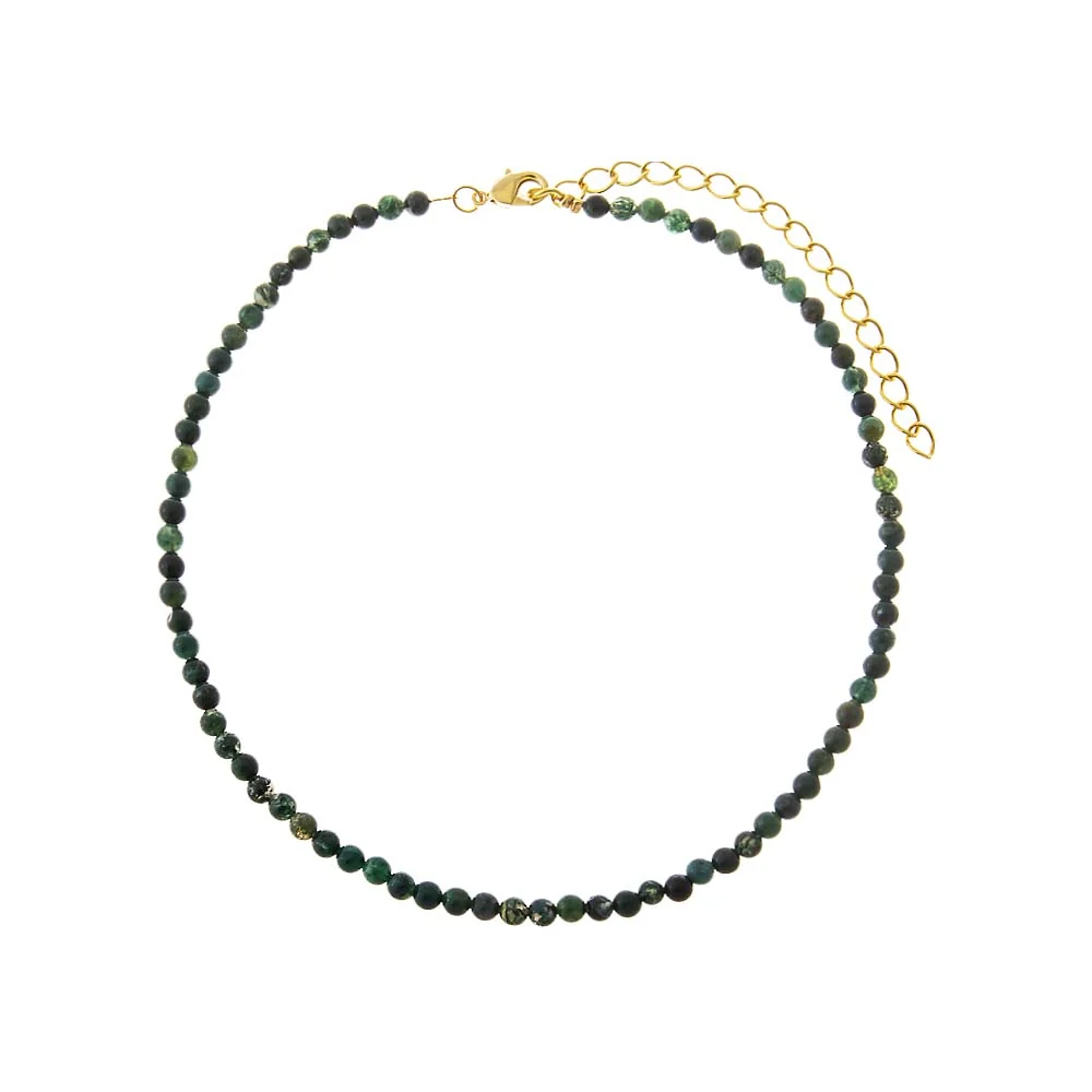 Moos Agate Natural Stone Beaded Chain Choker