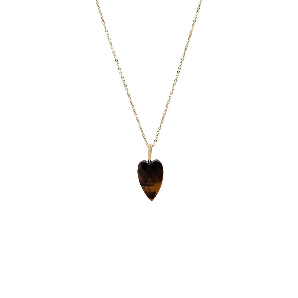 Natural Stone Elongated Heart Pendant Necklace