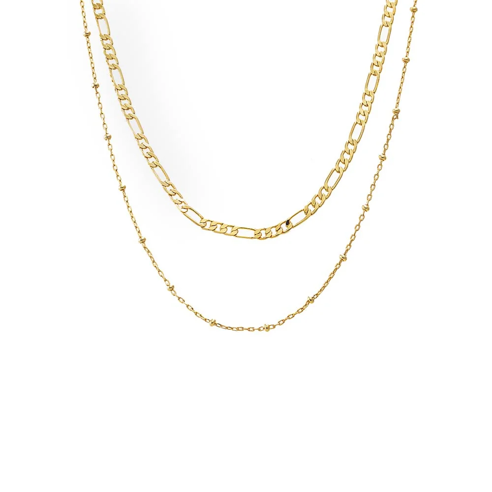 Two In One Figaro X Ball Chain Necklace
