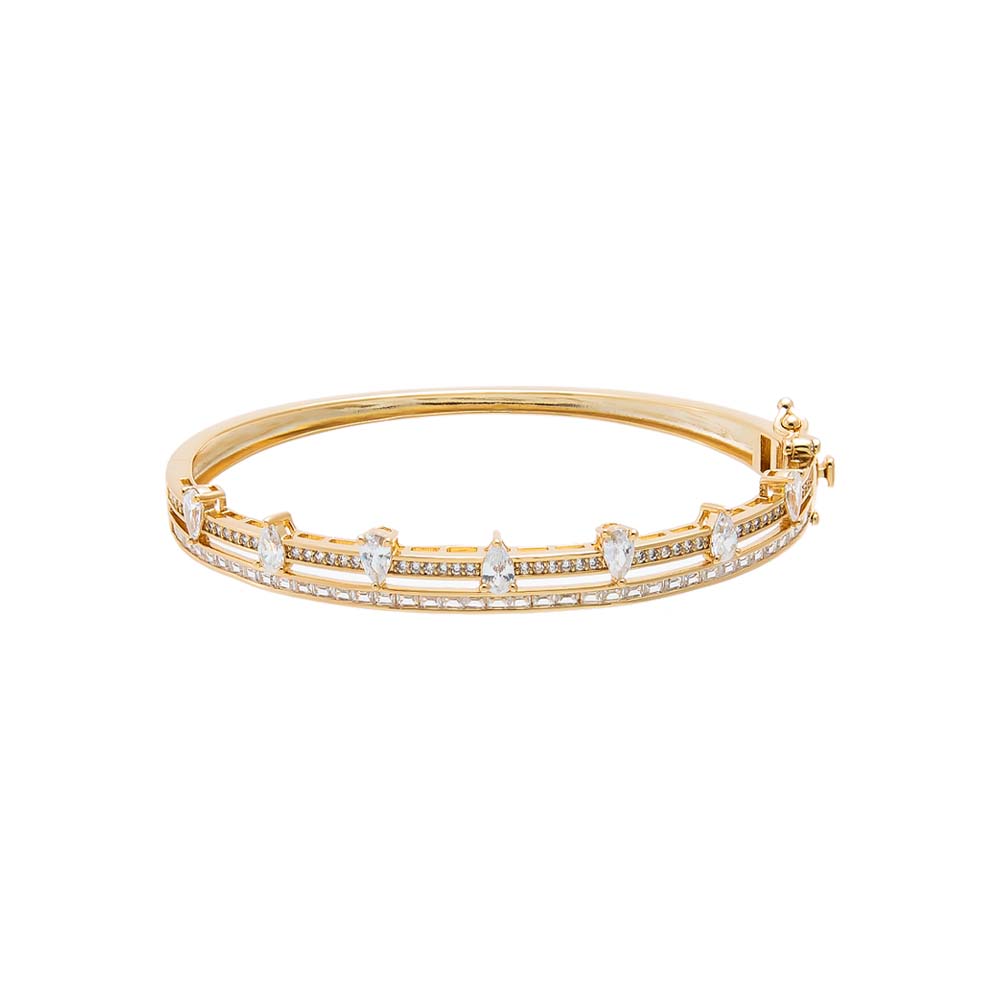 Luxury CZ Teardrop Double Band Bangle