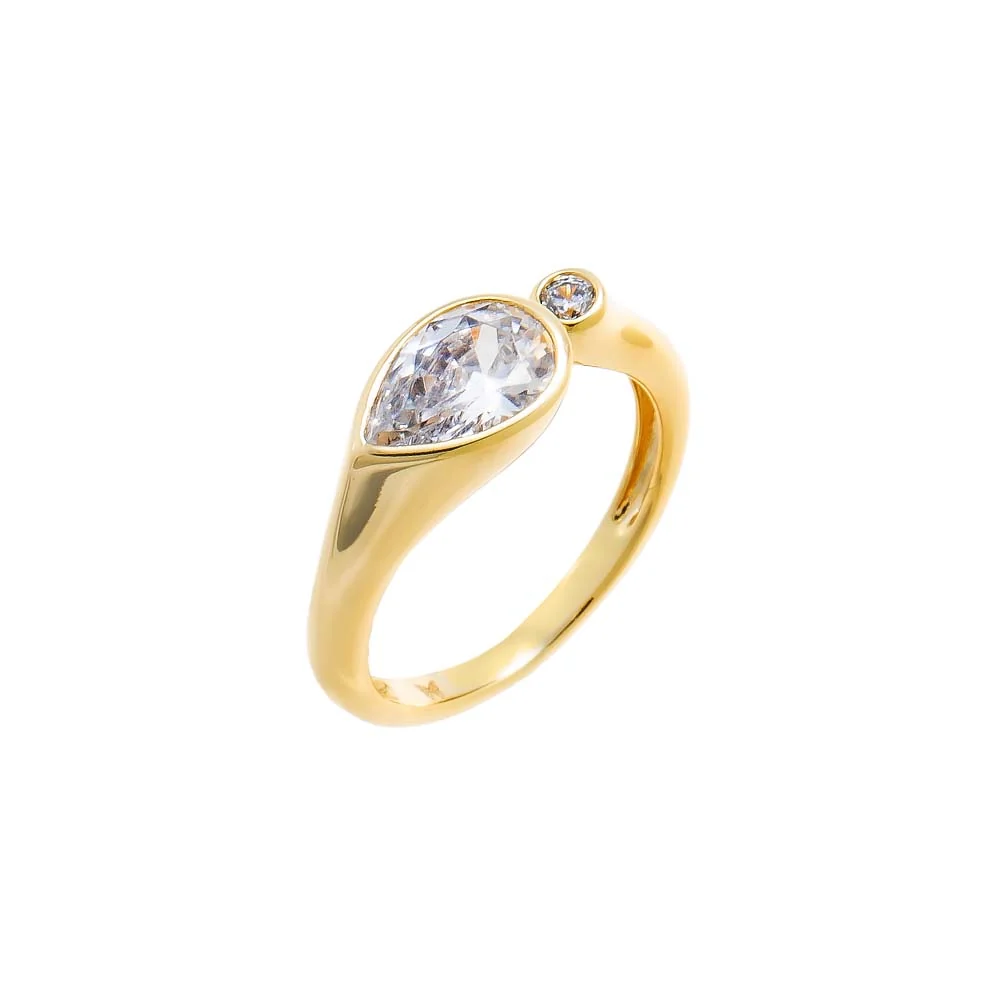 CZ Teardrop /Round Accent Cuff Ring