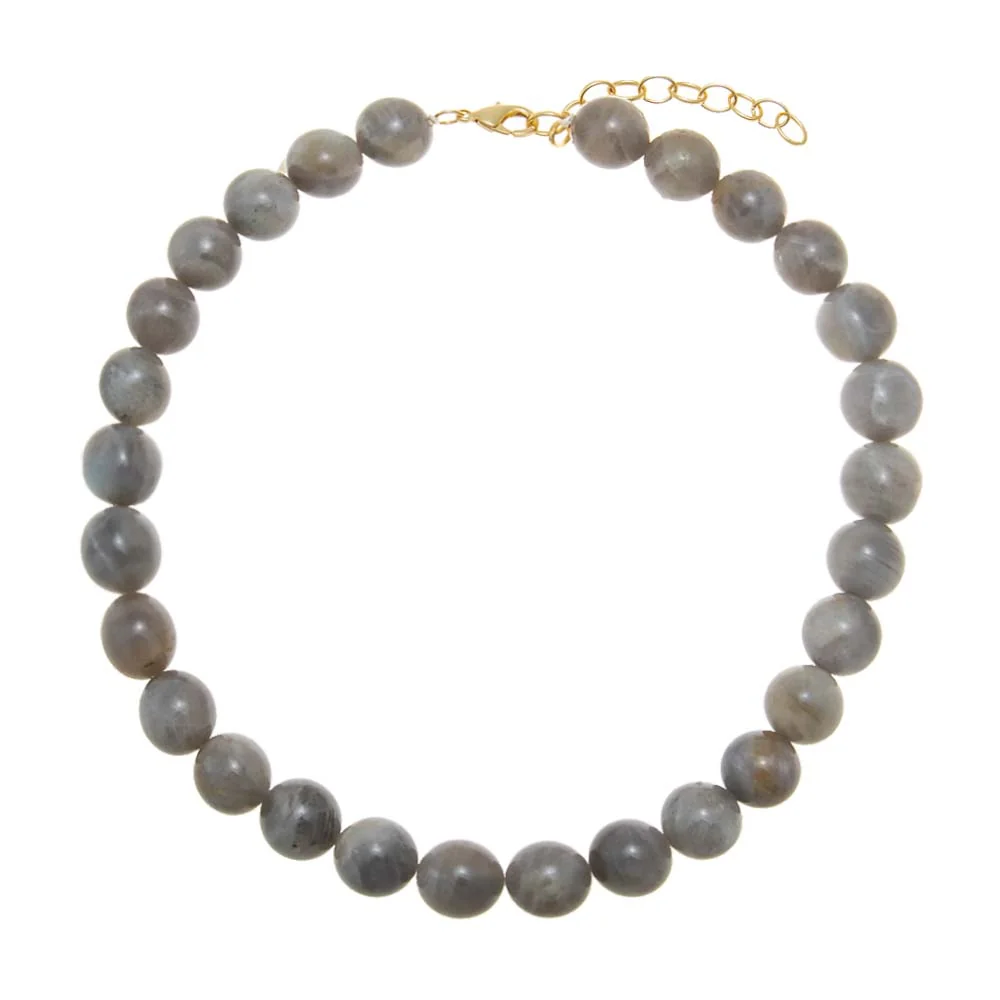 Labradorite Natural Stone Ball Chain Necklace