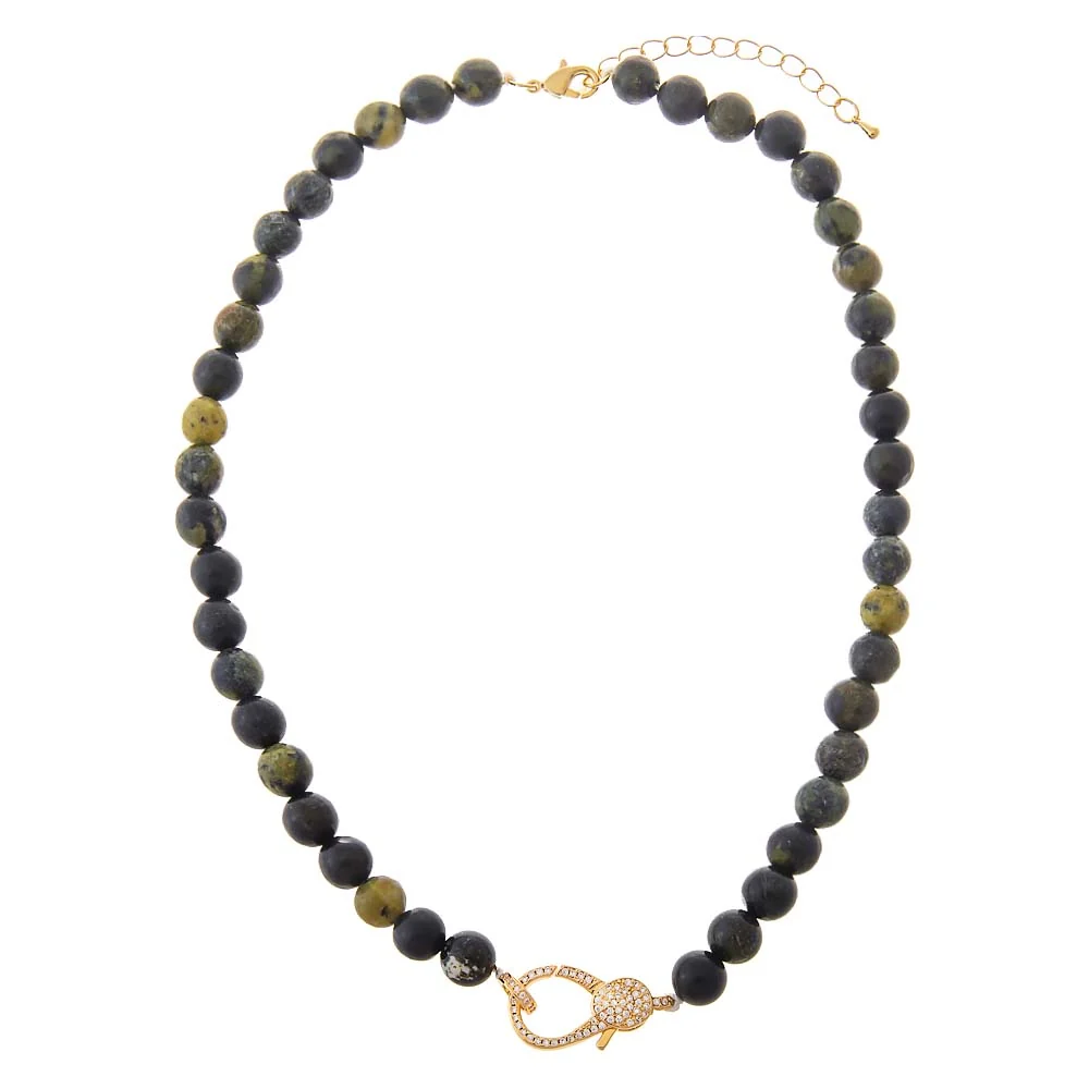 Medicine Natural Stone Pave Lobster Clasp Necklace