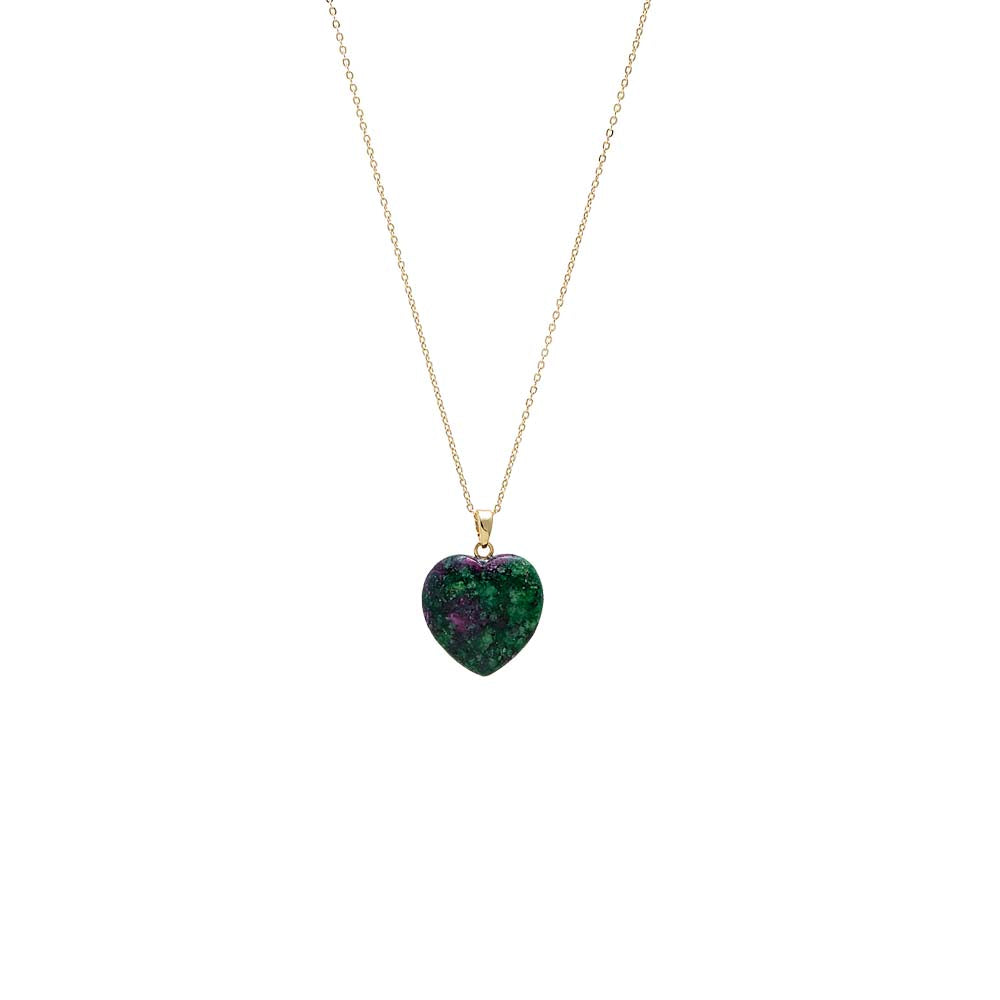 Colored Natural Stone Heart Pendant Necklace