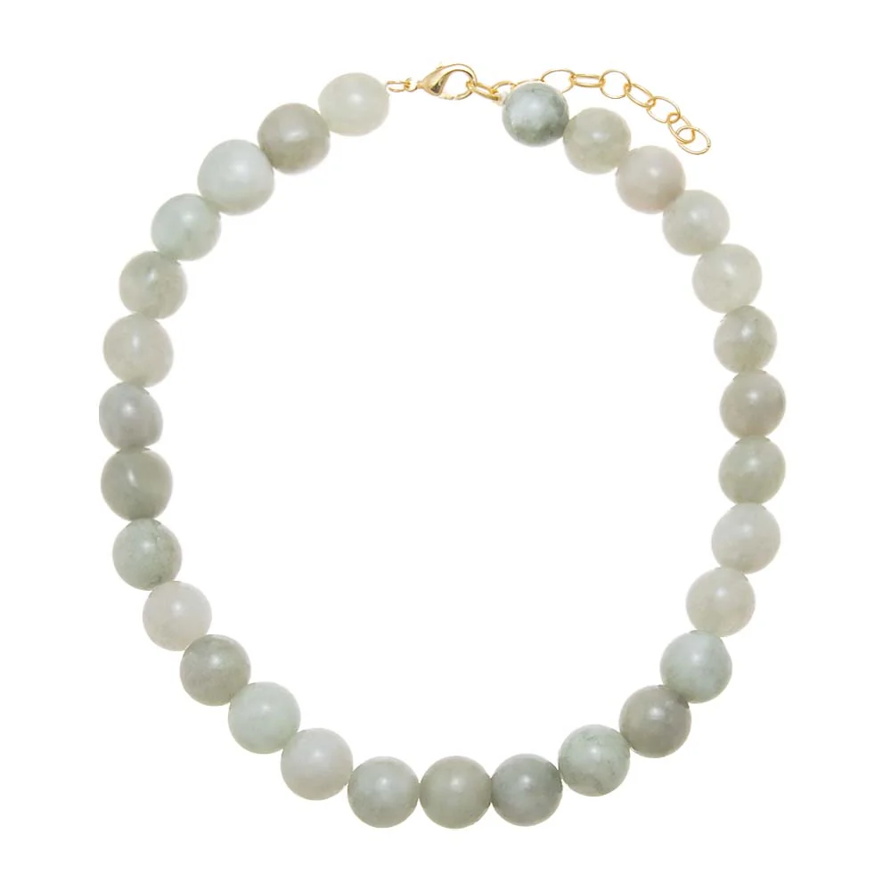 Jade Quartz Natural Stone Ball Chain Necklace