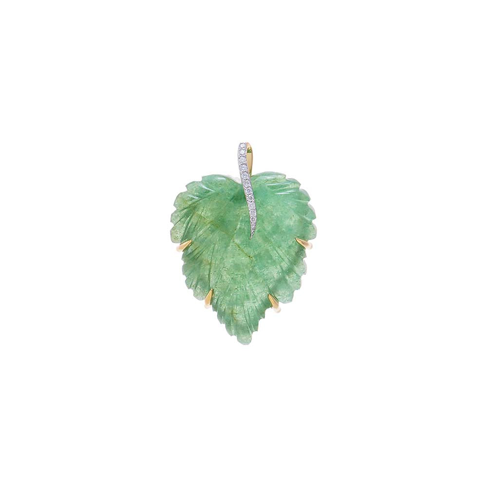 Diamond Green Chrysoprase Heart Charm 14K