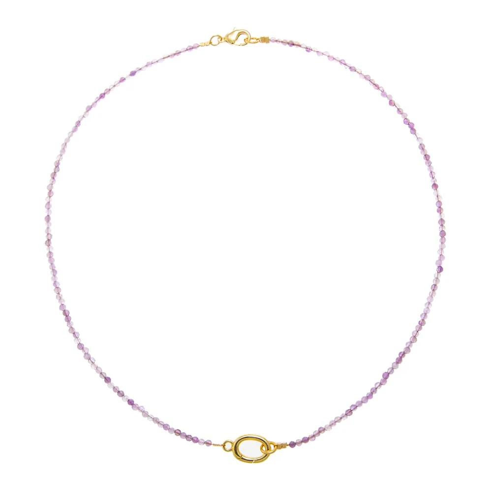 Amthyst Natural Stone Beaded Chain Clicker Necklace