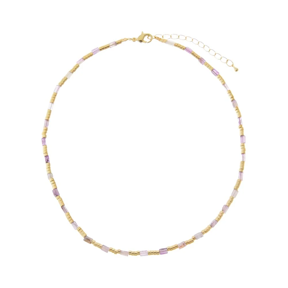 Golden Amethyst Gemstone Choker Necklace