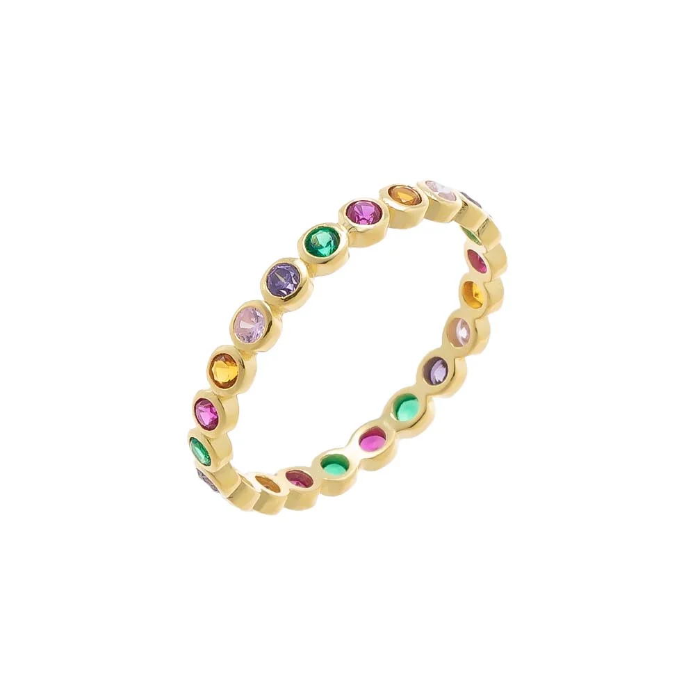 Rainbow CZ Bezel Round Enternity Band