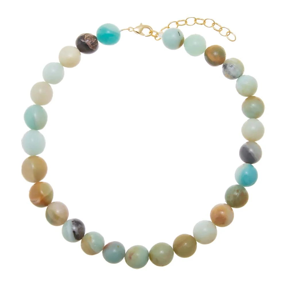 Amazonite Natural Stone Ball Chain Necklace