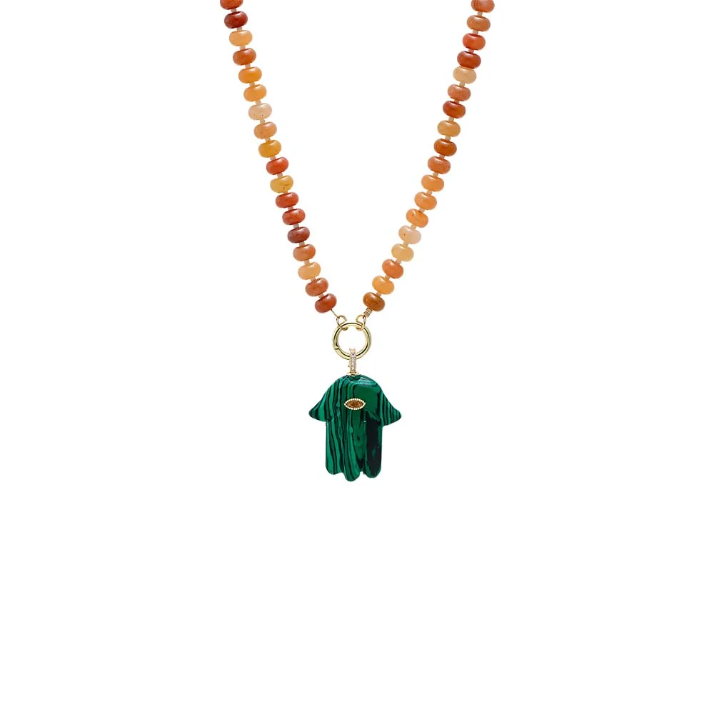 Colored Hamsa Evil Eye Pendant Beaded Clicker Necklace