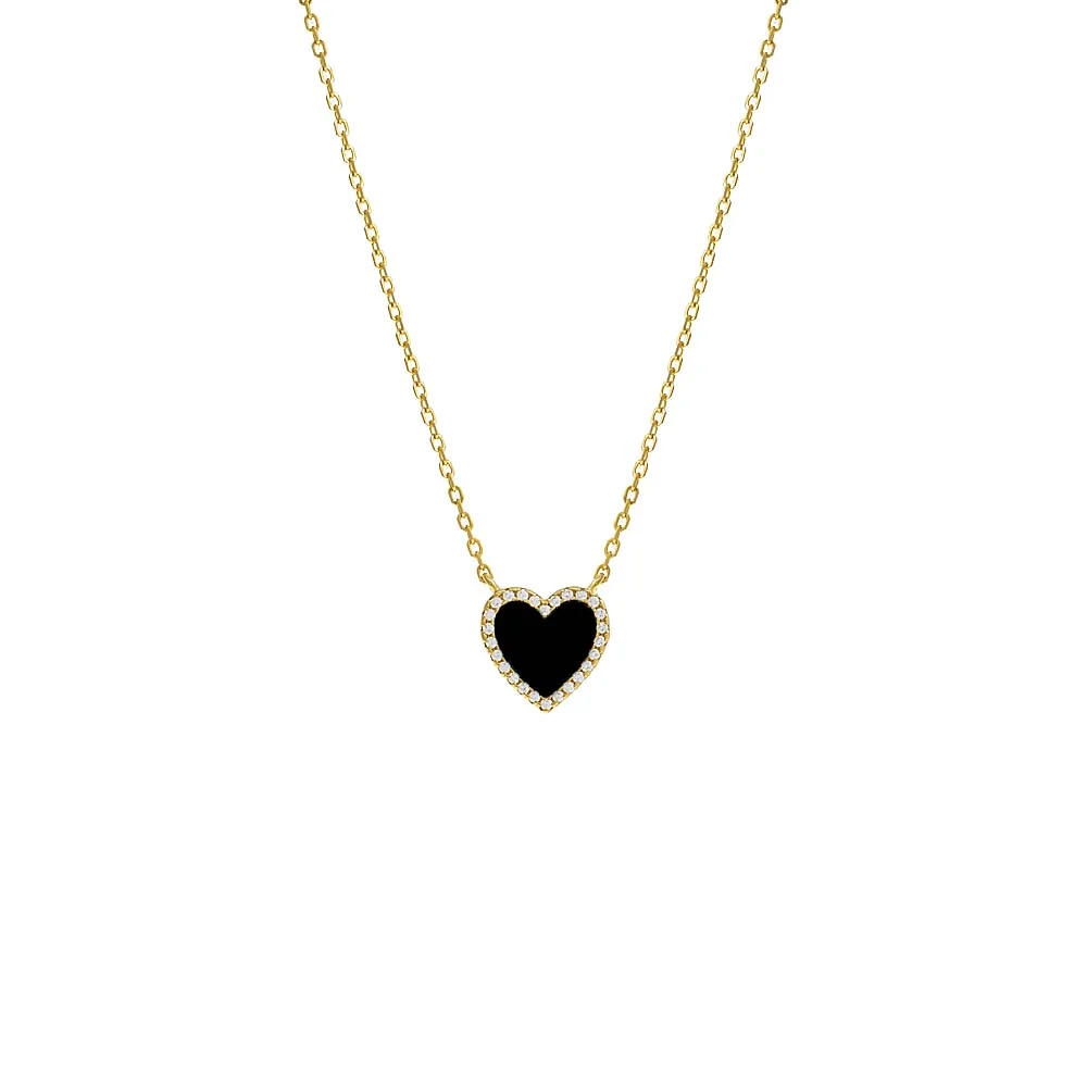 Colored Stone Pavé Heart Necklace