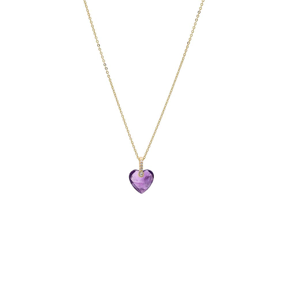 Pave Natural Stone Heart Pendant Necklace