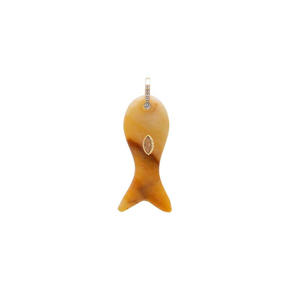 Evil Eye Natural Stone Carved Fish Charm